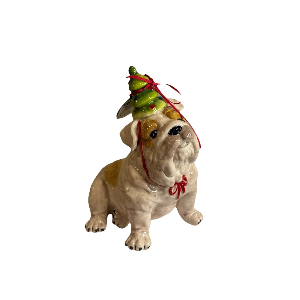 Blue Sky Clayworks Penny Holiday Bull Dog Figurine Christmas‎ NWT